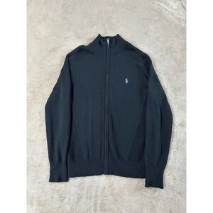 Polo Golf Cashmere Blend Full Zip Sweater Men Small Black EUC